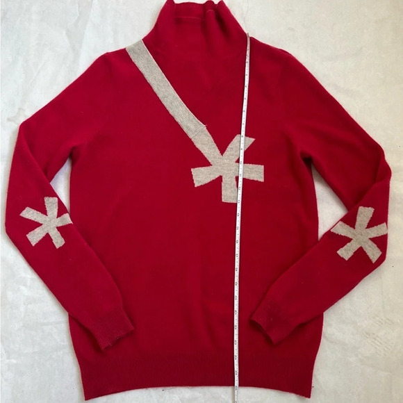 Who is Who Cashmere Red Mock Neck Sweater Size S Apres Ski Cabincore Cozy - Picture 6 of 11